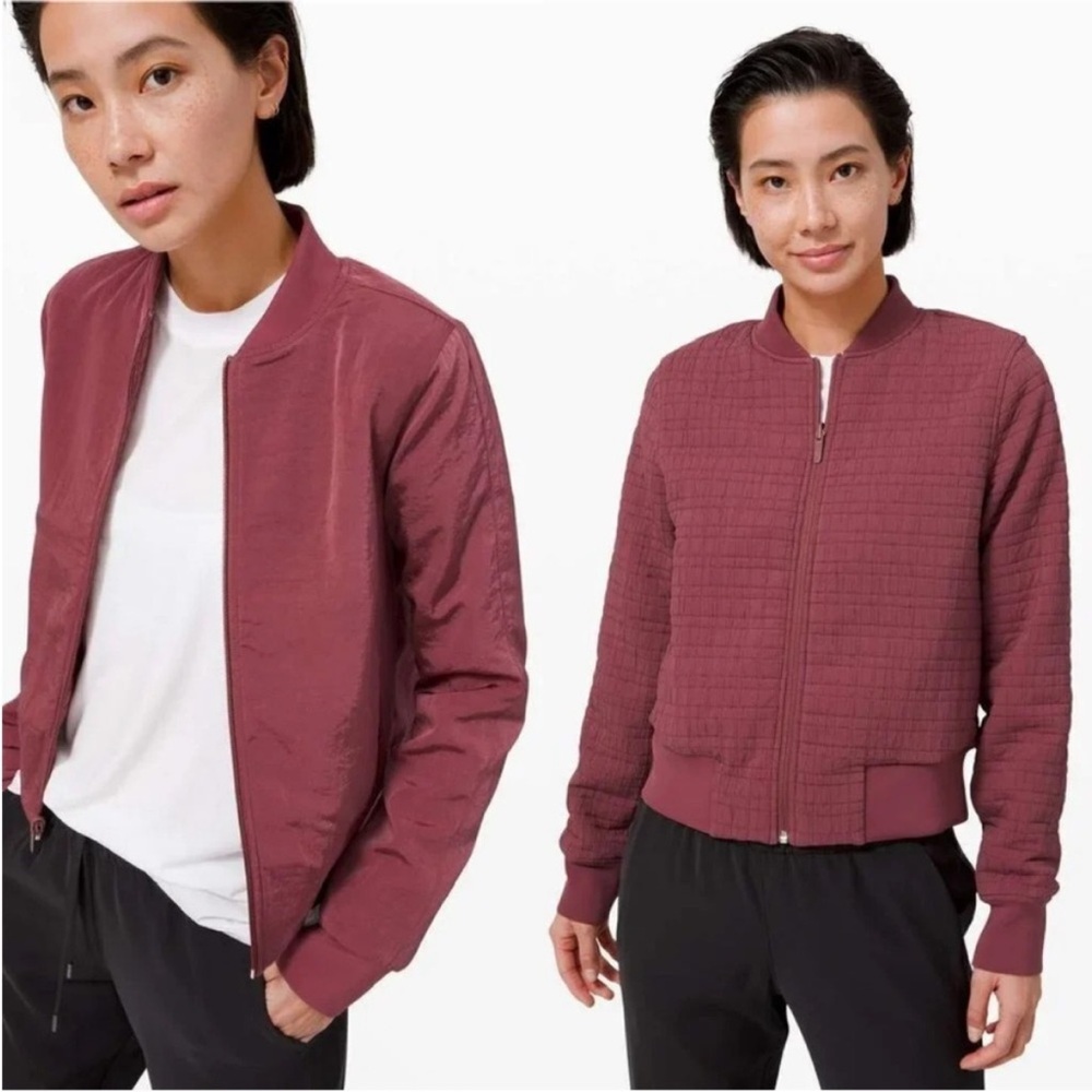 Lululemon Serene Travels reversible bomber jacket Red Chianti size 4